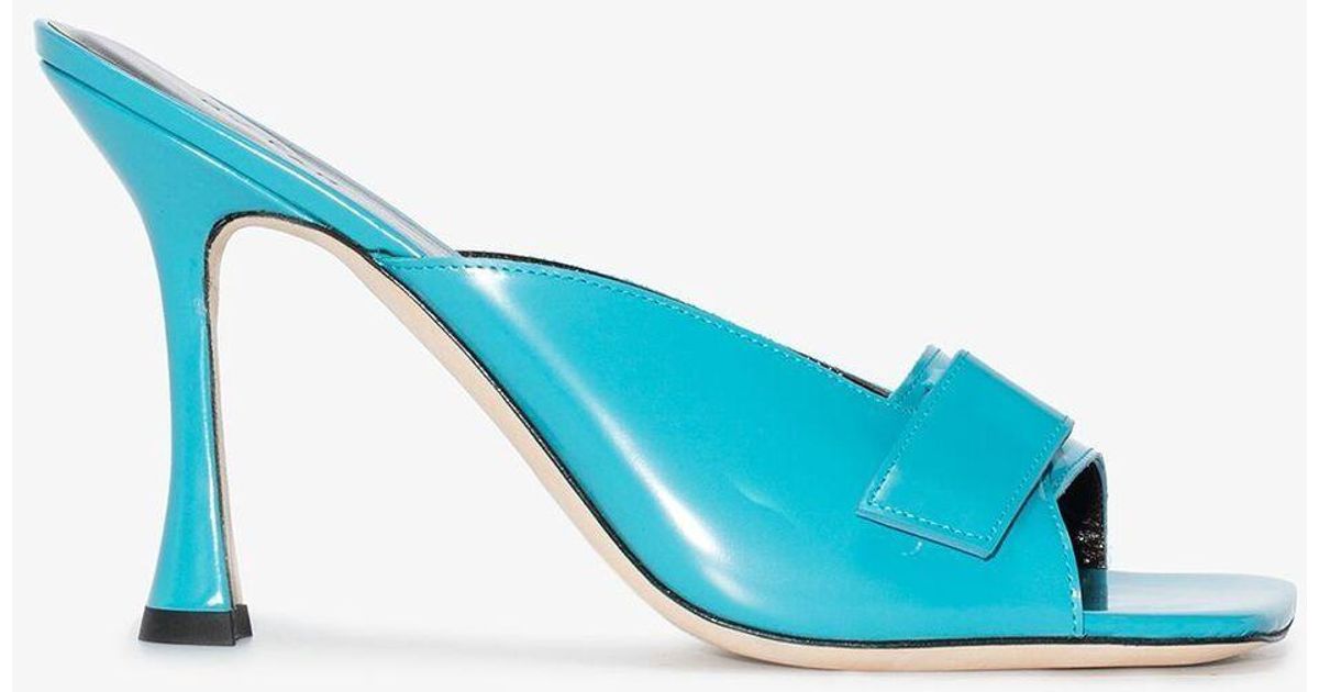 BY FAR Blue Olivia 105 Leather Mules | Lyst