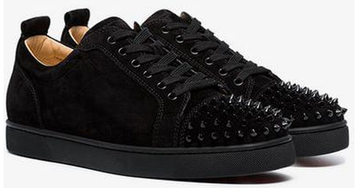 Christian Louboutin Black Leather Louis Junior Spike Sneakers for Men ...