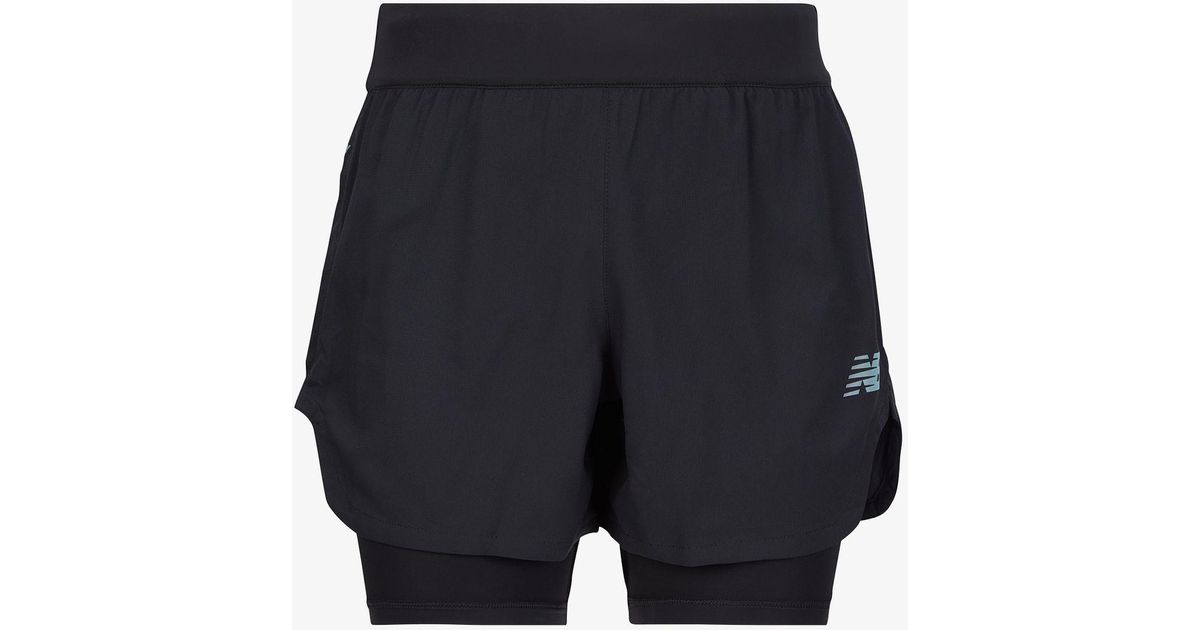New Balance Black Q Speed Fuel 2in1 Running Shorts in Blue for Men