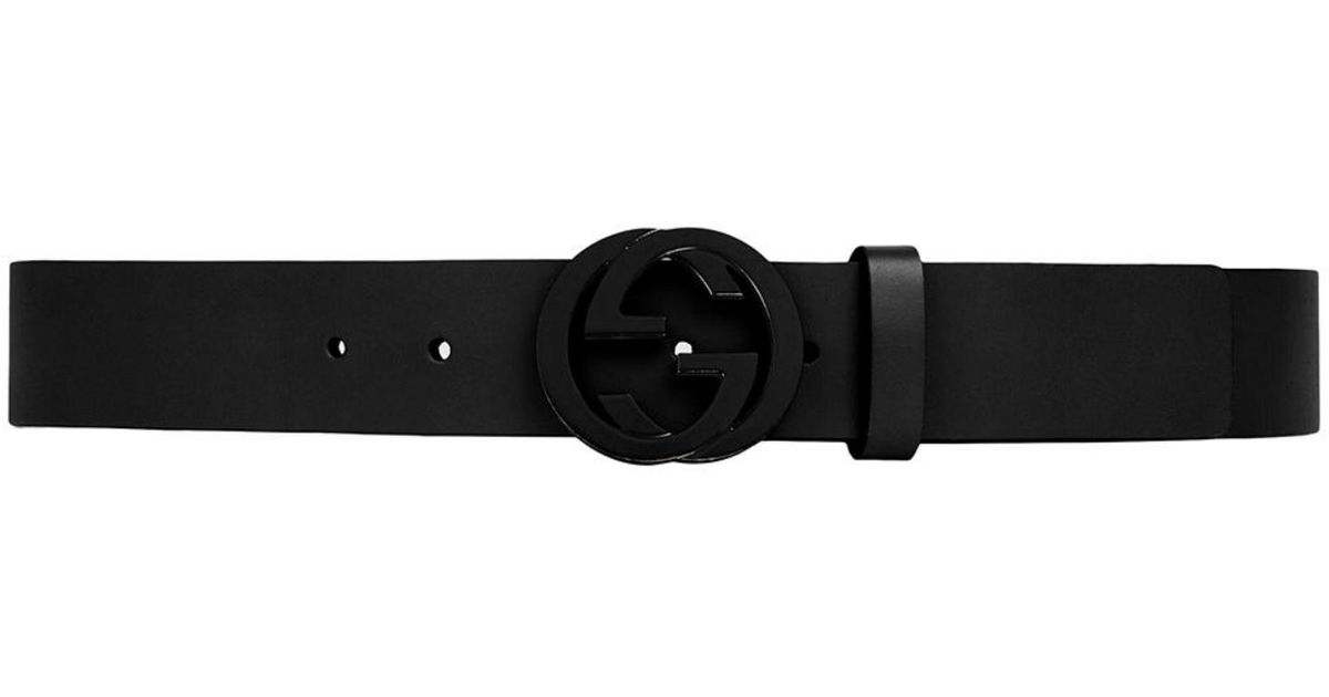 Gucci Leather Belt With Interlocking G Buckle in Black for Men | Lyst