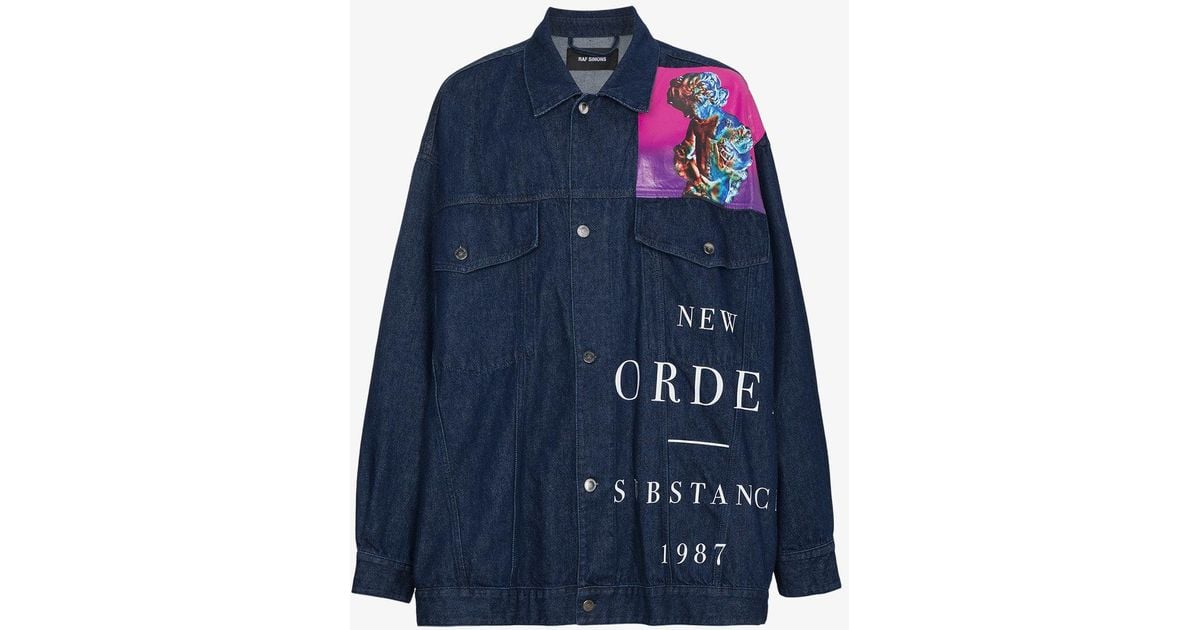 Raf Simons X New Order Printed Denim Jacket in Blue for Men Raf Simons X New Order Printed Denim Jacket in Blue for Men