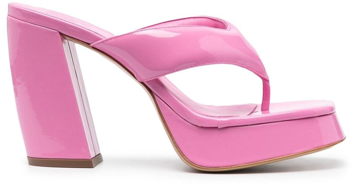 Giaborghini 110 Patent Leather Platform Sandals in Pink | Lyst