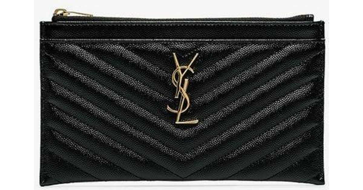 saint laurent black monogram matelasse quilted leather clutch
