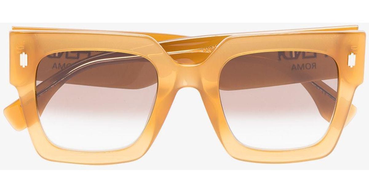 Fendi Fendirama Yellow Round Ladies Sunglasses FF0343SFMP0M53