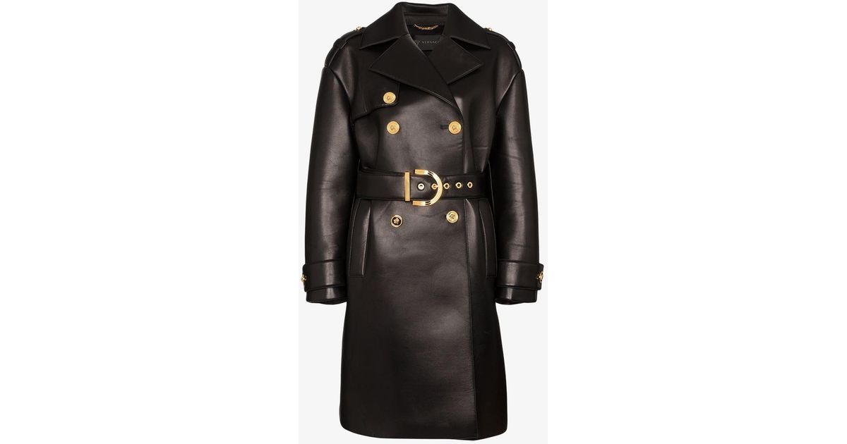 Versace Lambskin Leather Trench Coat in 