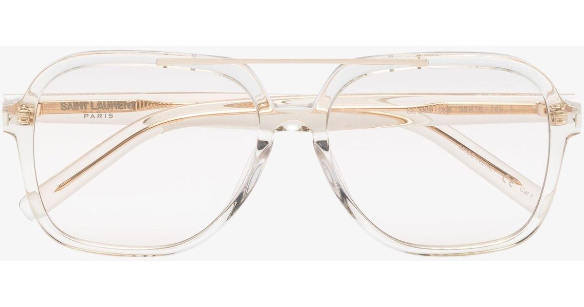 Saint Laurent Neutral Sl 545 Aviatorstyle Optical Glasses in Natural