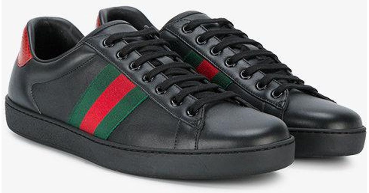 Gucci Leather Ace New Sneakers in Black for Men - Lyst