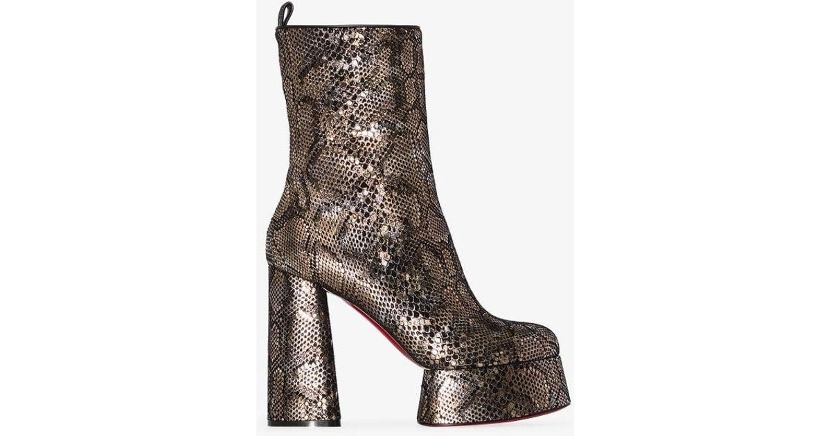 Christian Louboutin Leather Brown And Black Izamayeah 130 Snake Print  Platform Boots in Gold (Metallic) - Lyst