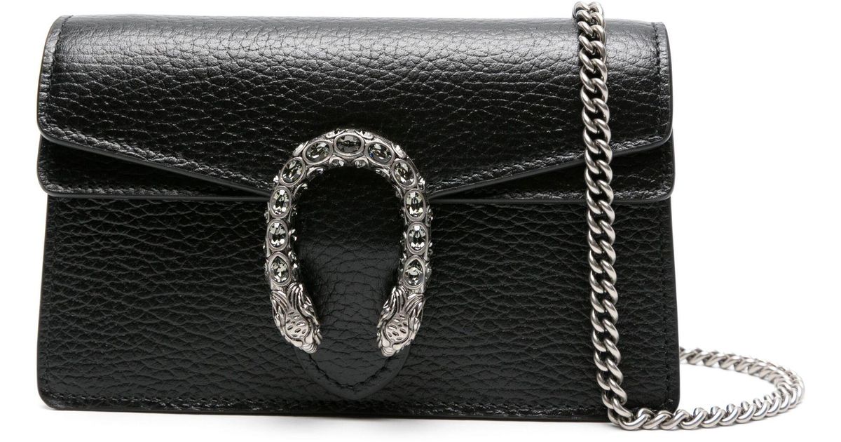 Gucci Dionysus Supermini Leather Cross Body Bag in Black | Lyst Gucci Black Dionysus Supermini Leather Cross Body Bag