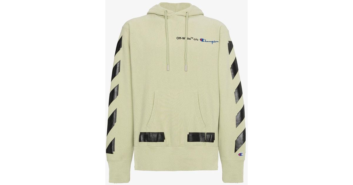 Off White c o Virgil Abloh X Champion Hoodie With Logo in Green for Men Lyst UK