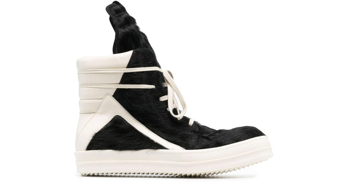 Rick Owens Geobasket Pony Hair Hightop Sneakers in White for Men Lyst