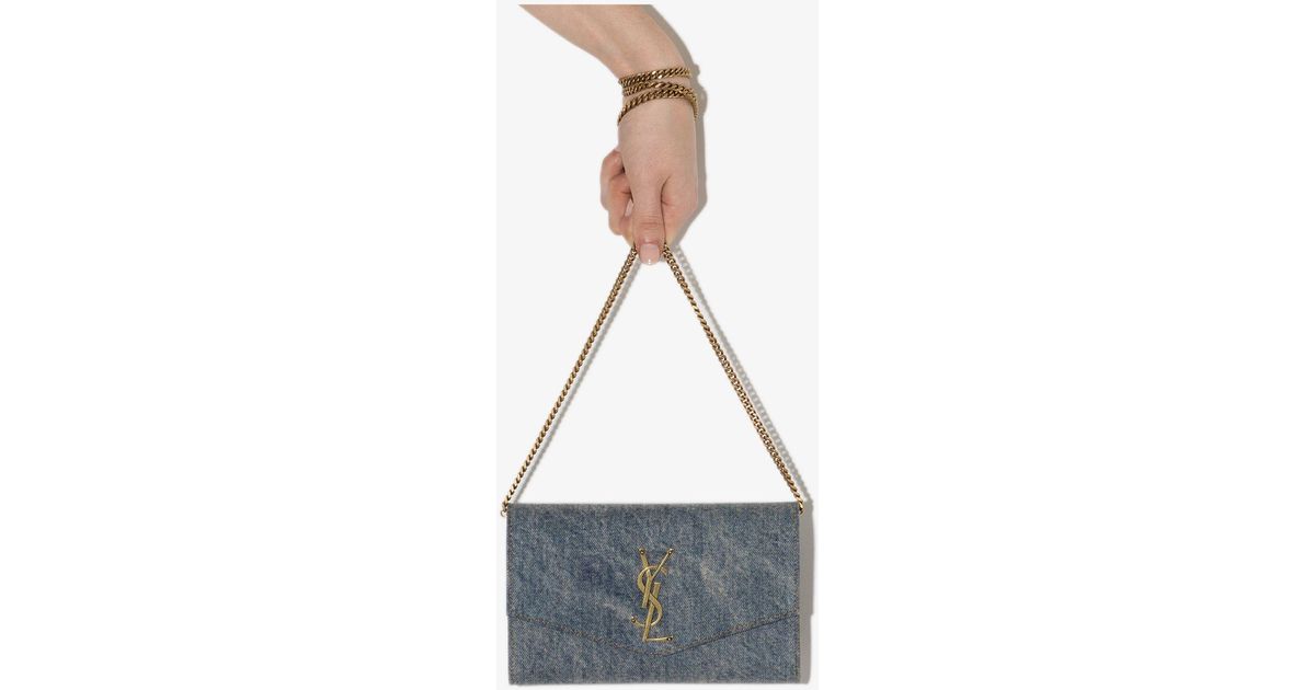 Saint Laurent Uptown Denim Chain Wallet 