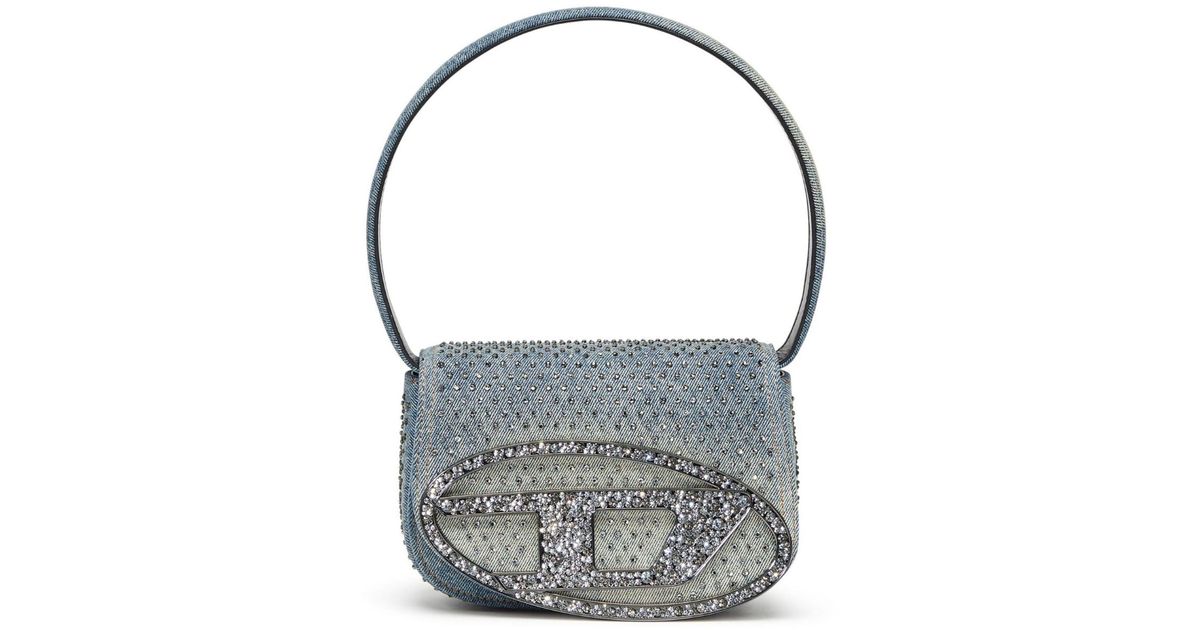 DIESEL 1dr - Iconic Shoulder Bag In Denim And Crystals - Shoulder Bags ...