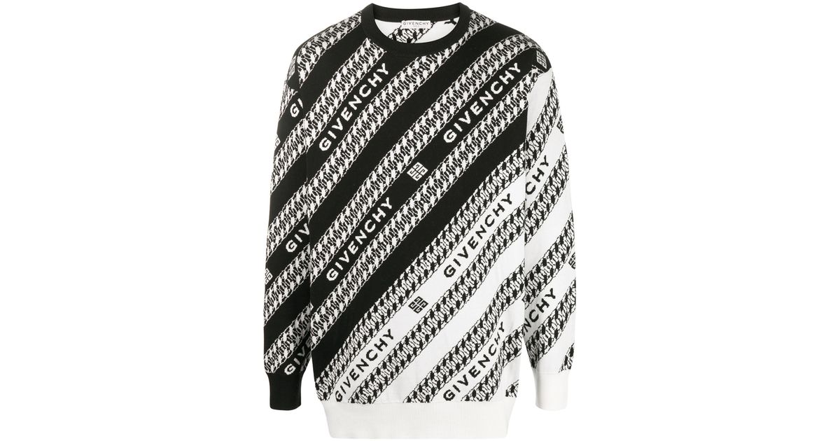 Givenchy Chain Logo print Knitted Jumper in Black for Men Lyst