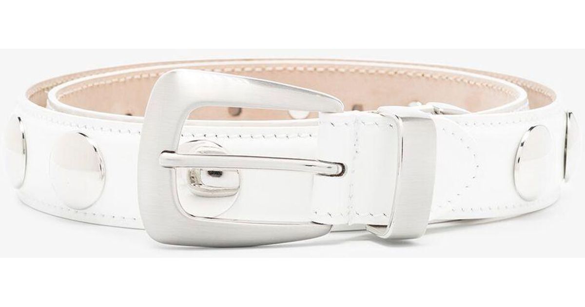 Khaite White Benny Studded Patent Leather Belt Lyst UK