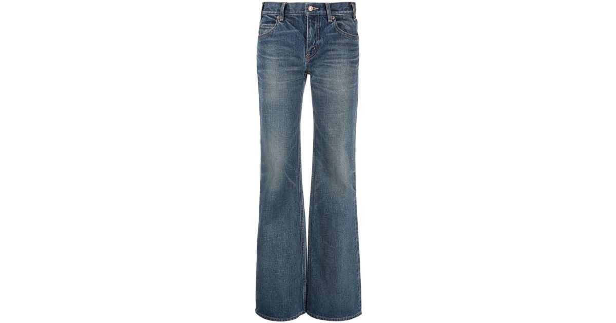 【送料&関税込】Celine Low Rise Skinny Fit Jeans Celine Low-Rise Flared Jeans in Blue | Lyst