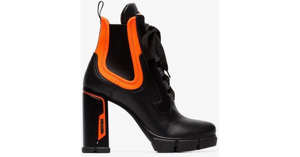 prada black and orange boots
