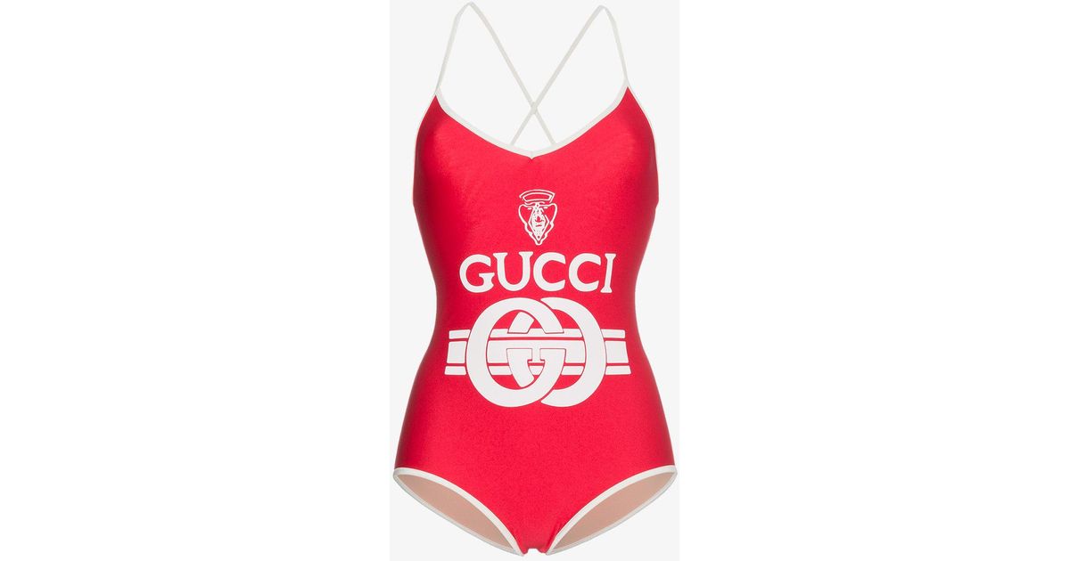 red gucci swimsuit