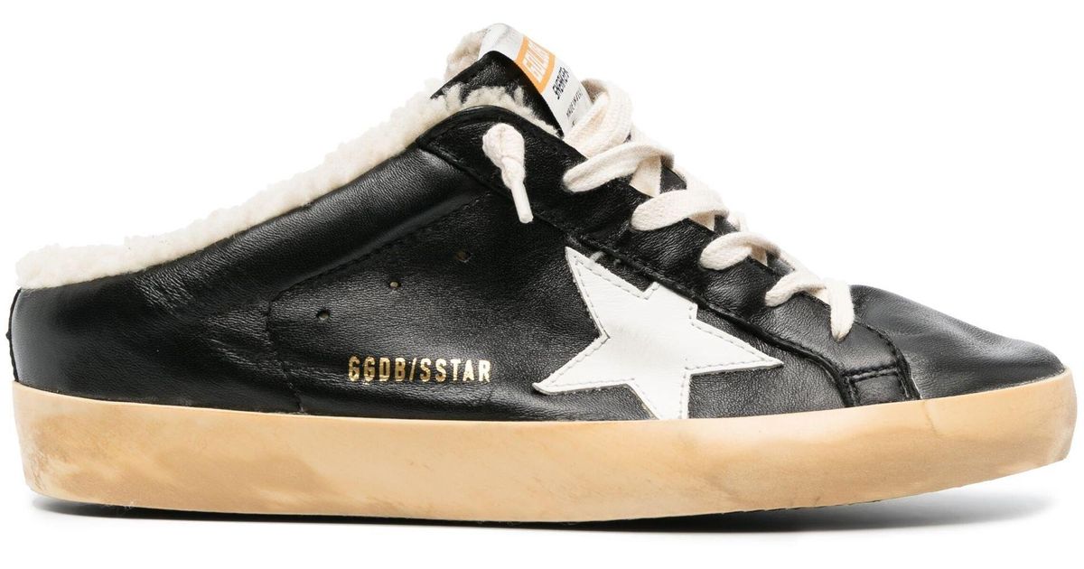 Golden Goose Super-star Sabot Leather Sneakers in Black | Lyst UK