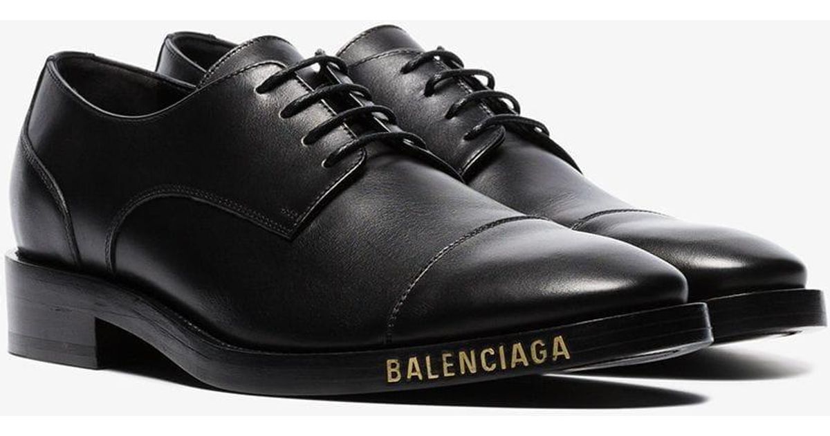 Balenciaga Black Laceup Leather Derby Shoes for Men Save 50 Lyst