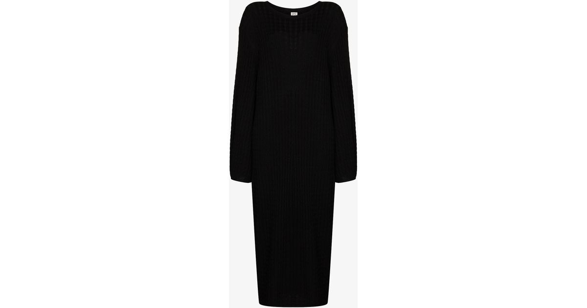 Totême Cable Knit Wool Midi Dress in Black Lyst UK