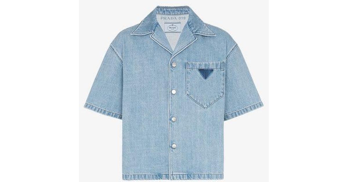 Prada Cotton Short Sleeve Denim Shirt 
