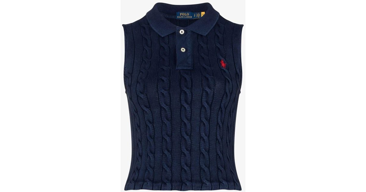 Polo Ralph Lauren Blue Polo Pony Embroidered Cotton Vest | Lyst UK