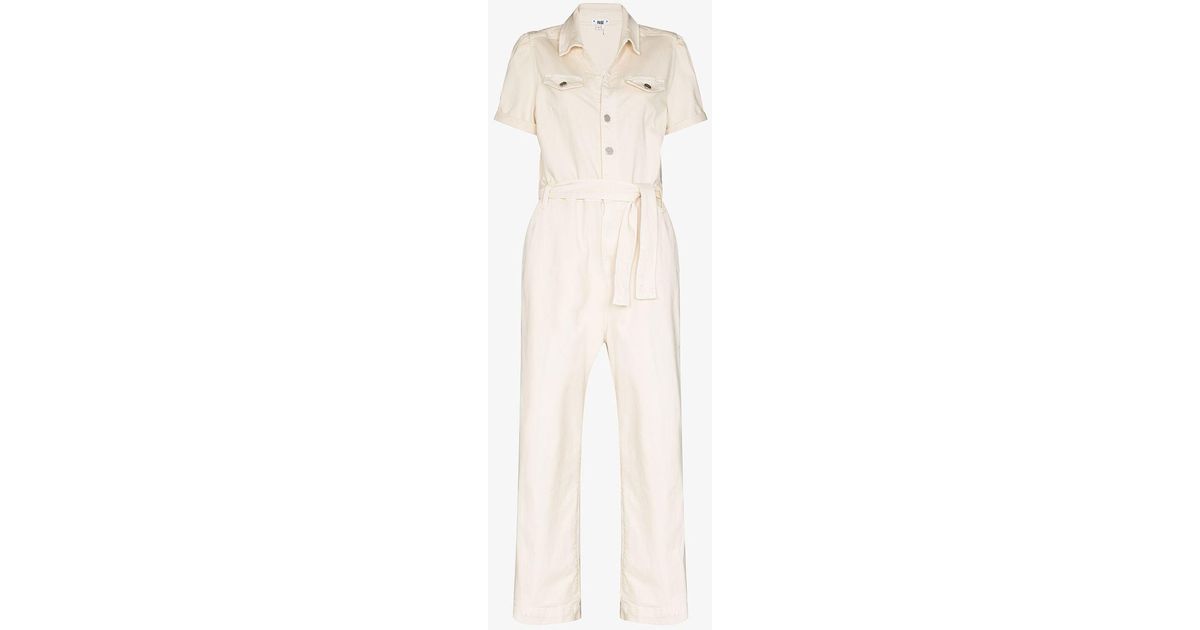 PAIGE Anessa Belted Jumpsuit in White | Lyst