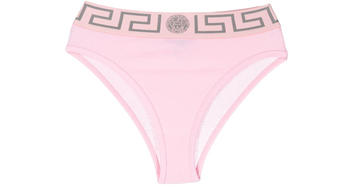 Versace Iconic Greca Thong in Pink for Men