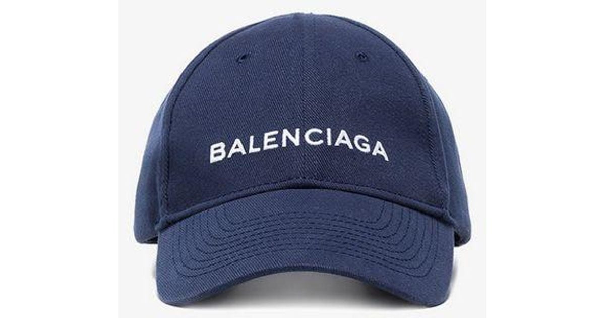 Balenciaga Navy Logo Baseball Cap in Blue for Men | Lyst