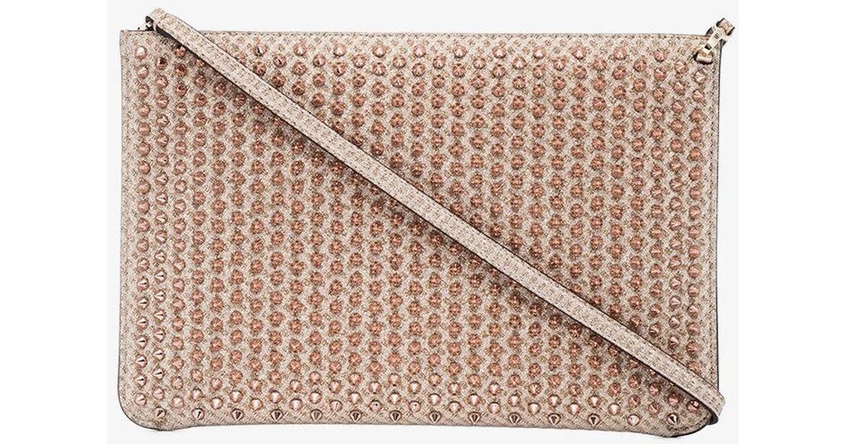 Bolso Christian Dorado Cuadrado Louboutin Rosa Clutch Fq6adwa