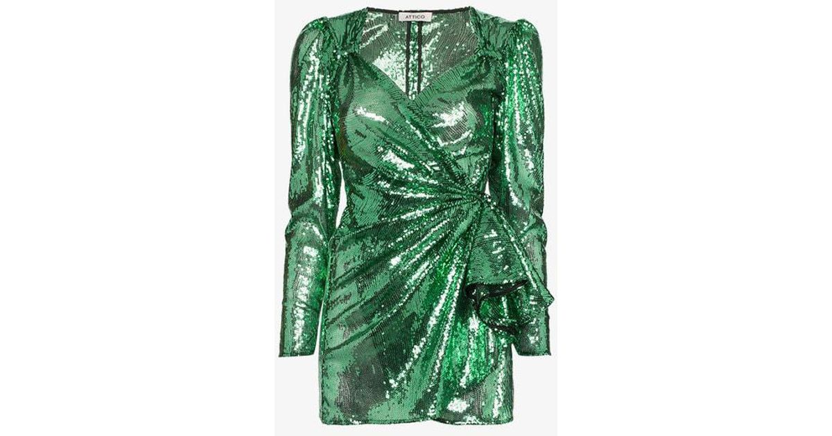 attico green sequin dress