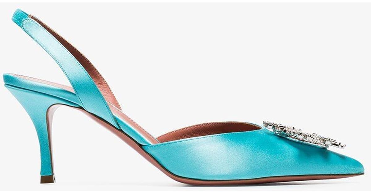 amina muaddi blue heel