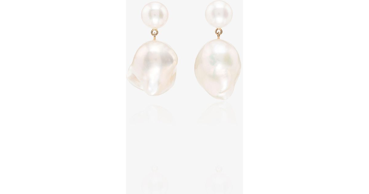 Sophie Bille Brahe 14k Gold Venus Pearl Drop Earrings in Natural | Lyst