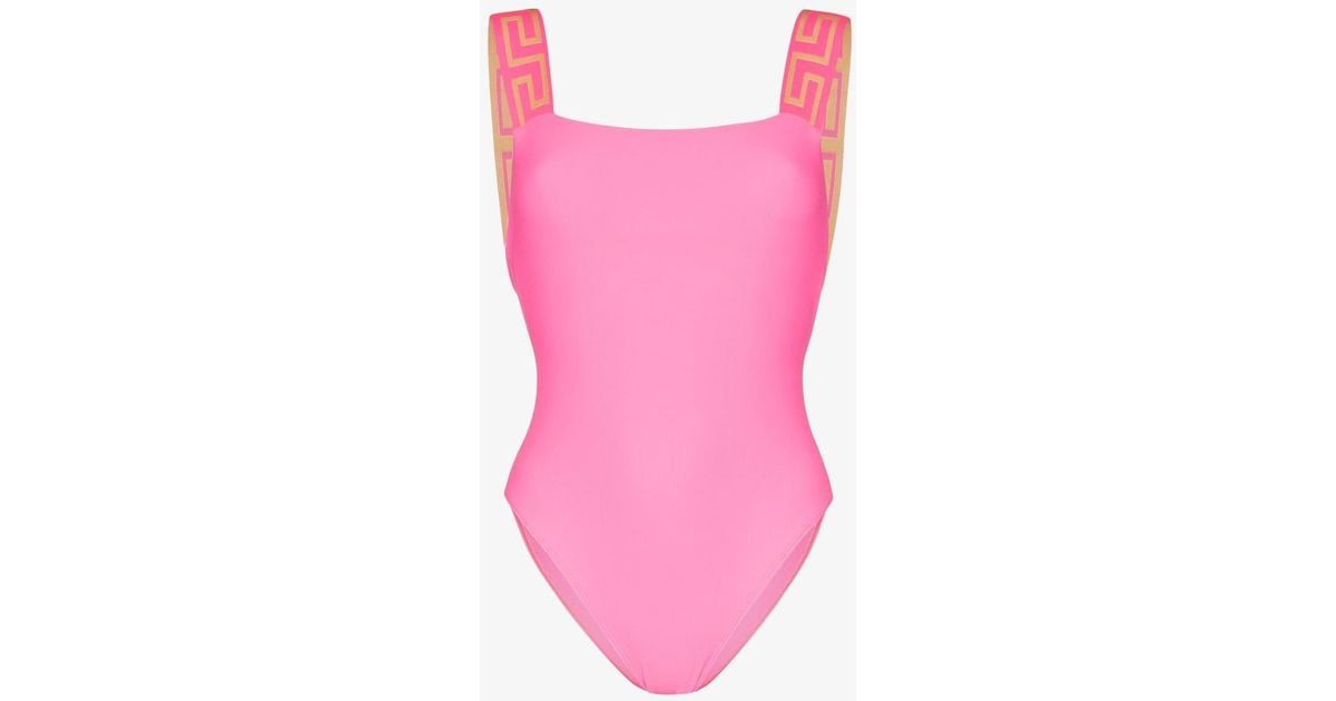Versace Greca Border Swimsuit In Pink Lyst