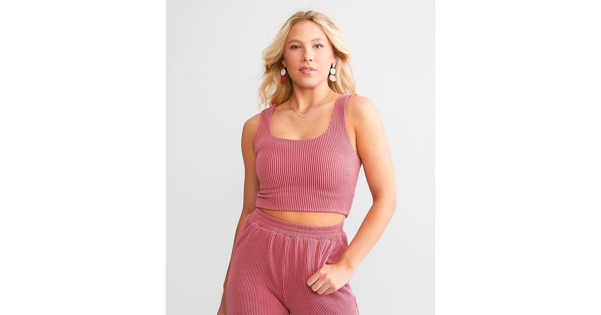 Willow & Root Rib Knit Cropped Tank Top in Pink | Lyst