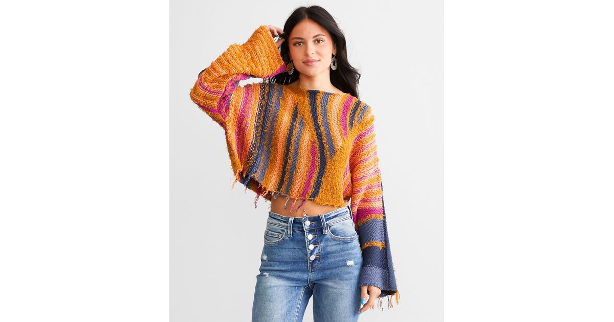 Free People Baja Cropped Sweater in Orange | Lyst
