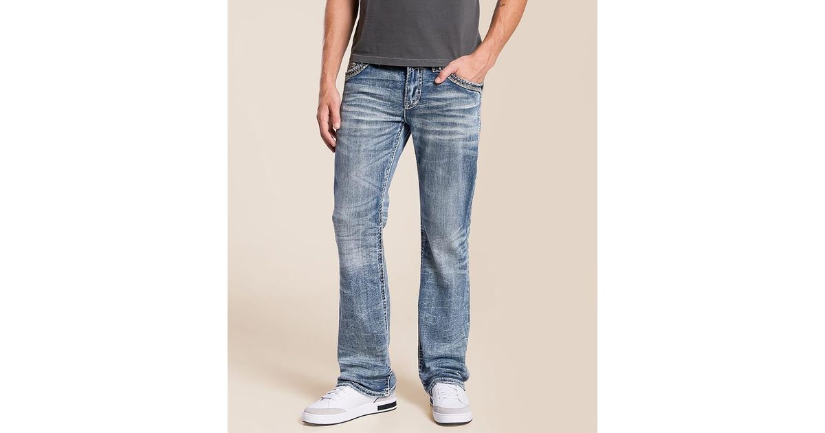 Slim Bot Rock Revival Chason Slim Boot Stretch Jean in Blue for Men | Lyst