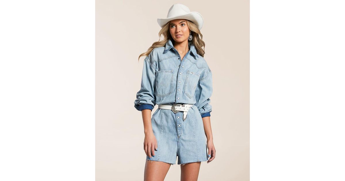 MOMENT MAKER DENIM BLUE WOVEN ROMPER main image 0