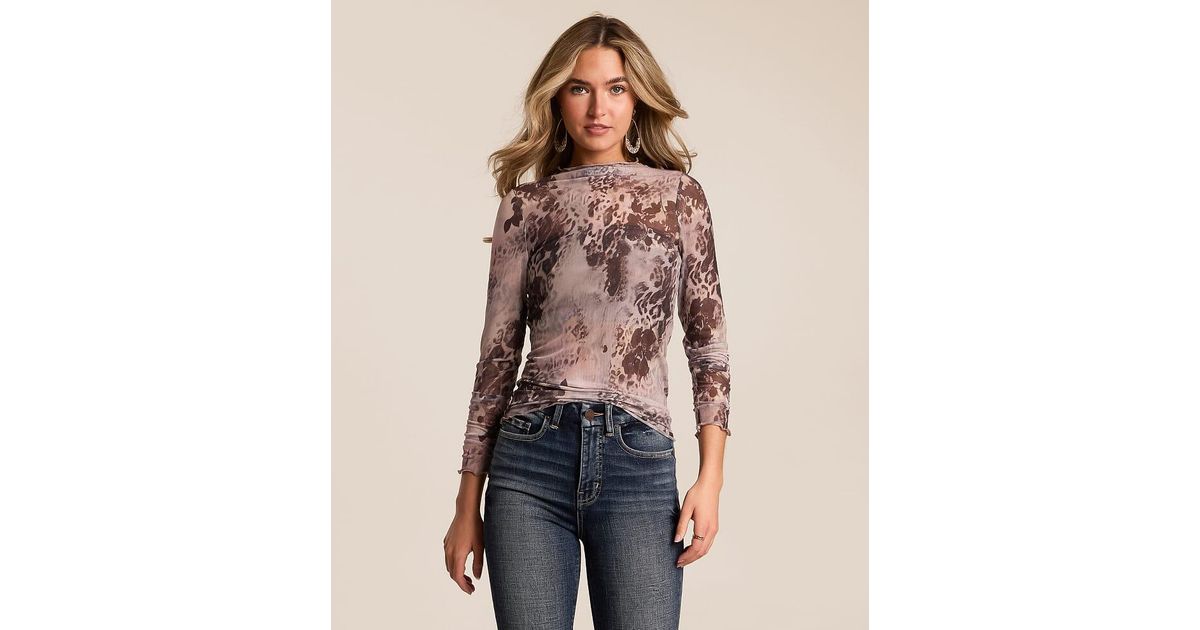 Patterned Mesh Top Willow & Root Patterned Mesh Top in Red | Lyst