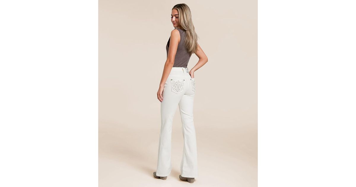 Color Me High Miss Me High Rise Flare Stretch Jean in Natural | Lyst