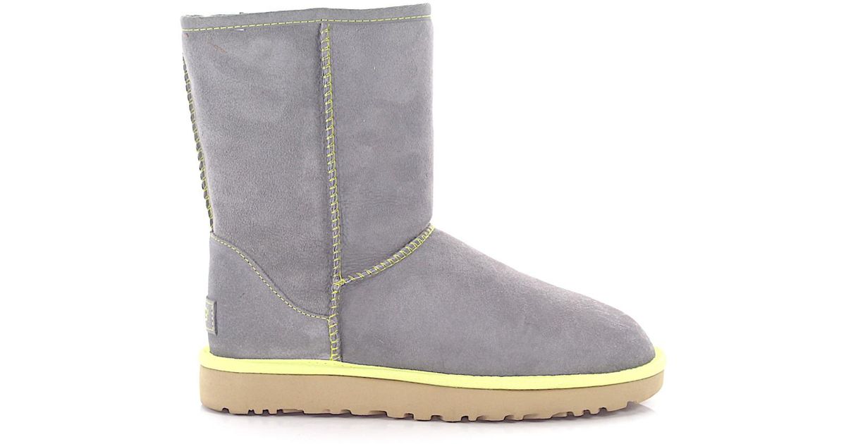 UGG Wildleder Stiefeletten Kalbsleder Veloursleder grau grün Ugg Kristin Klassische Schlanke Leder Schaffell Stiefel