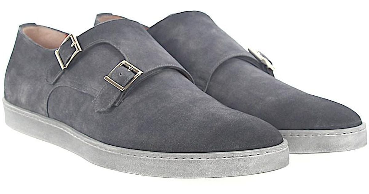 suede double monk strap