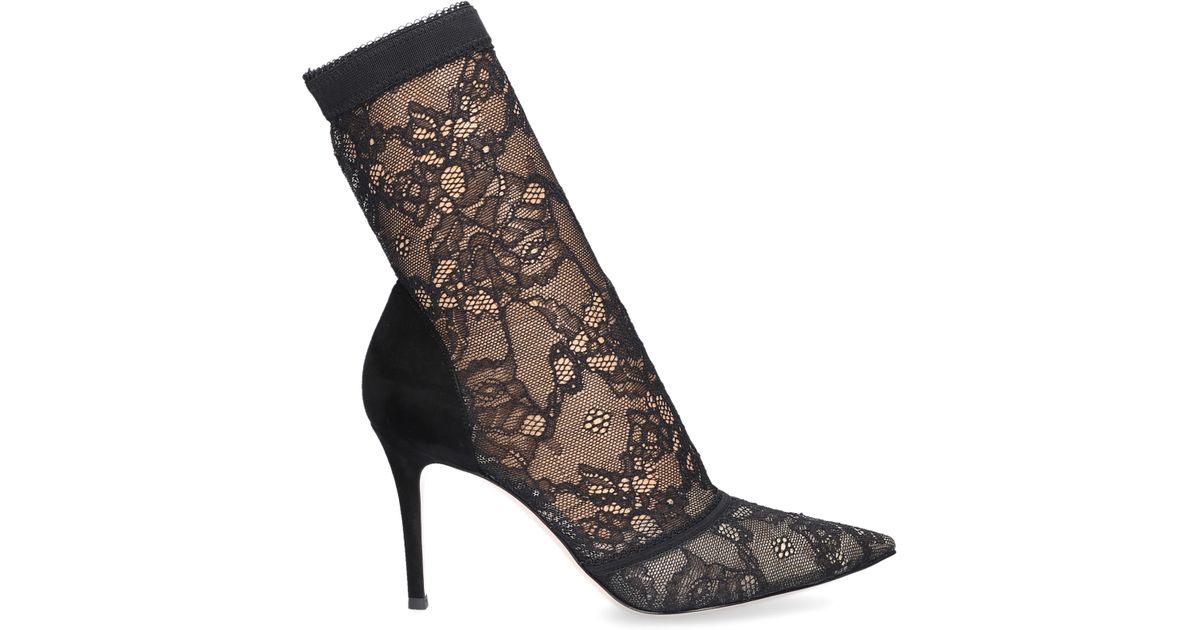 Gianvito Rossi Ankle Boots Brinn 85 Lace Black - Lyst