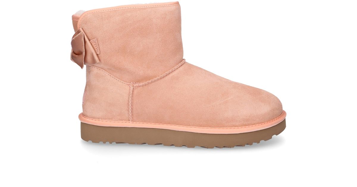 UGG Ankle Boots Satin Bow Suede Ribbon Rose in Pink | Lyst Canada