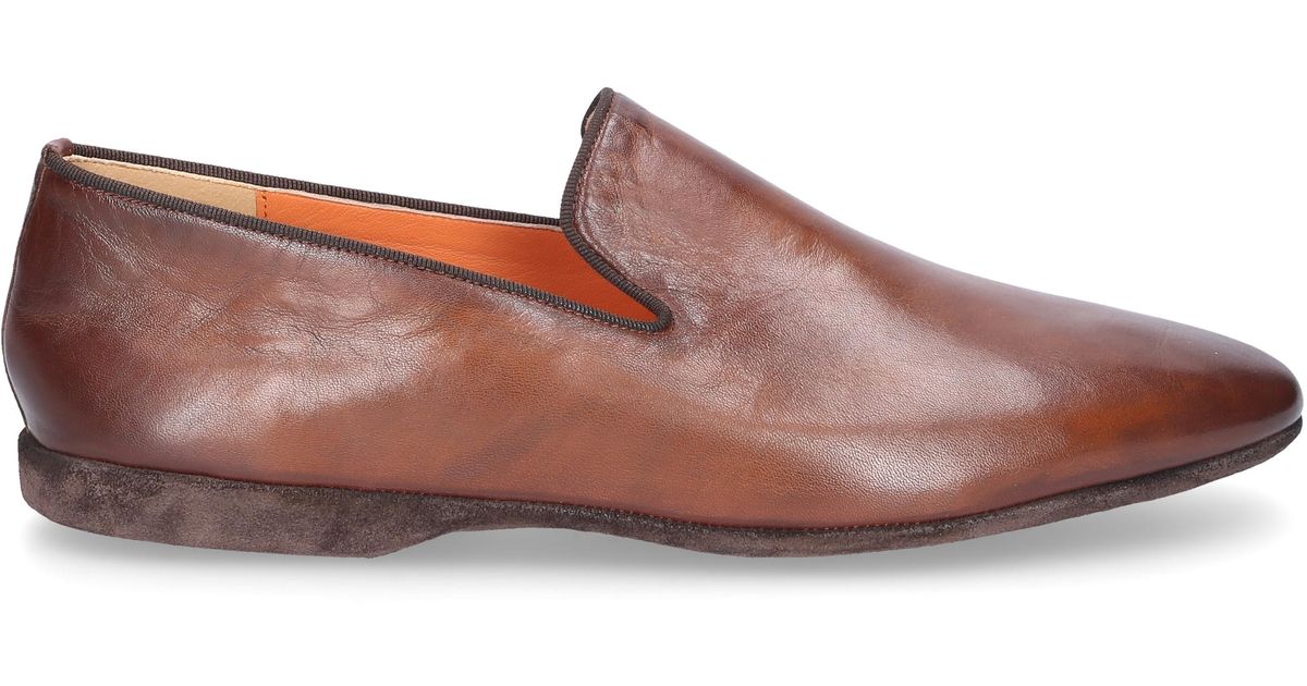 Santoni Leather Slippers A1908 in Brown for Men - Lyst