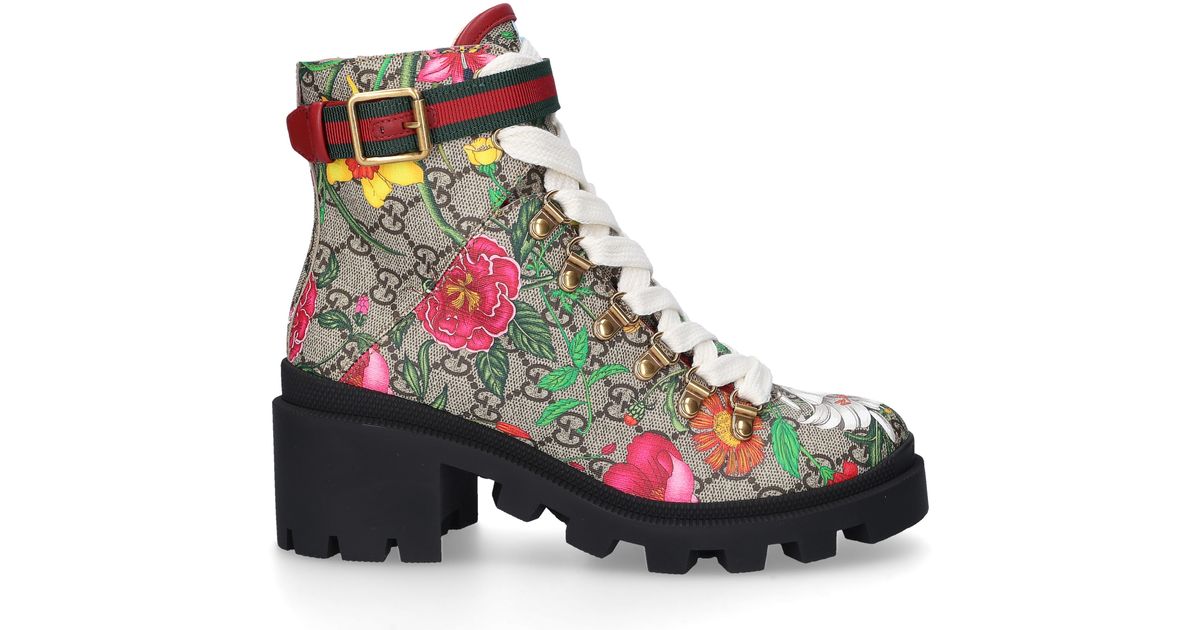 Gucci Ankle Boots GG Floral Calfskin Flower Pattern Beige Beige-combo in  Natural | Lyst