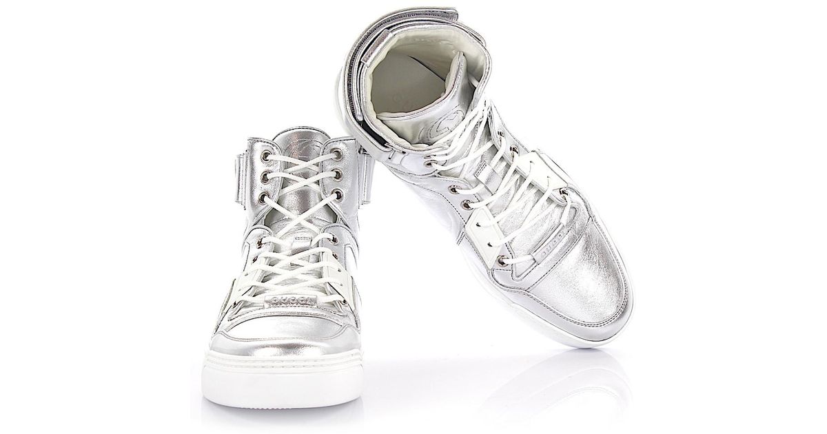 mens silver gucci sneakers