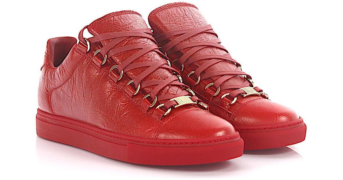 red low top balenciaga sneakers