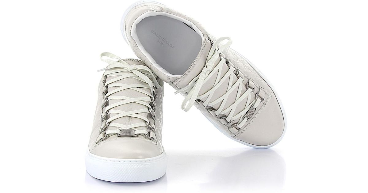 Balenciaga Sneakers Arena Low Leather White Crinkled for Men - Lyst